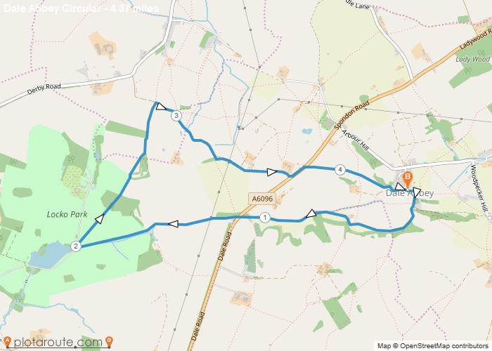 Map - Dale Abbey via Locko Park and Stanley